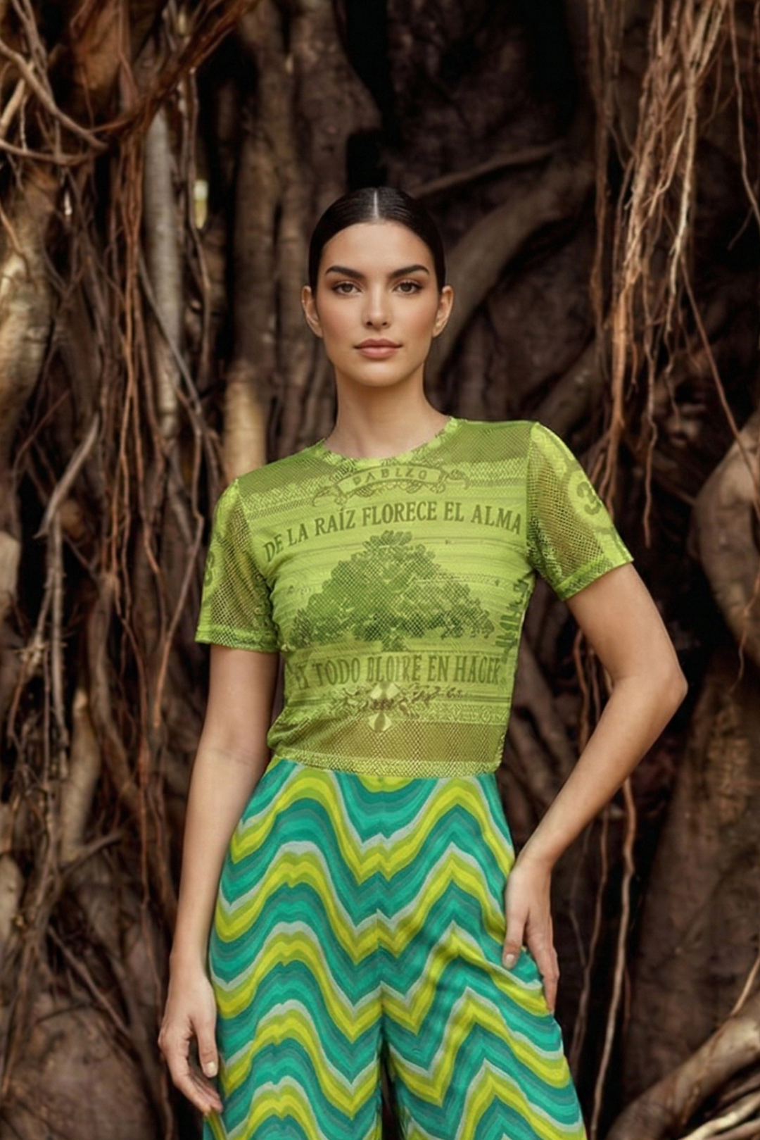 MESH TOP RAÍCES VERDE